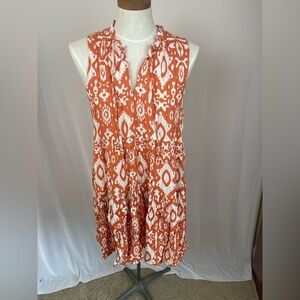BB Dakota Orange Printed Tropical Breeze Sleeveless Dress Size medium NWT